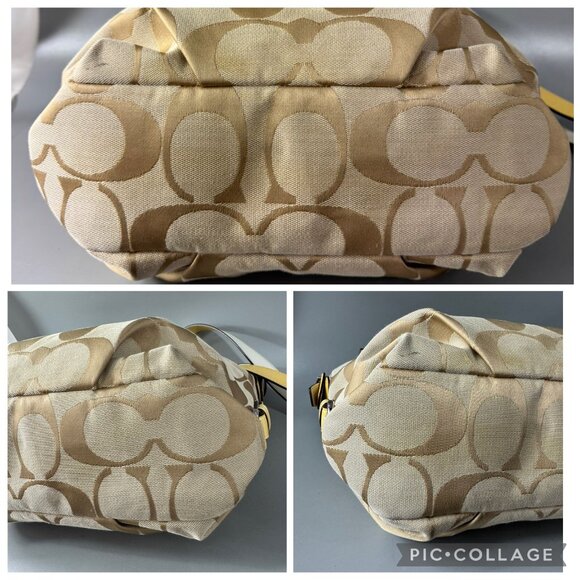 Coach F15067 Soho Signature Duffle Shoulder Bag Tan/ Gold - Picture 13 of 13